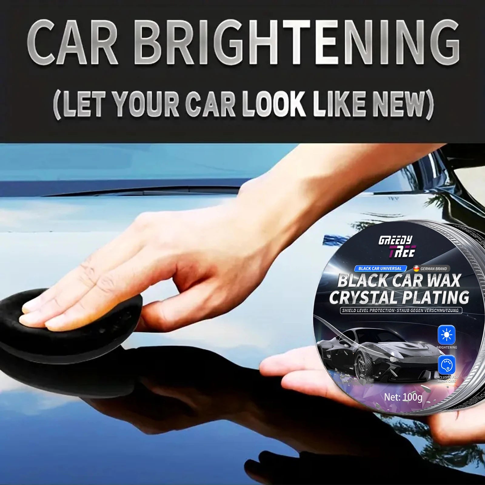 Premium Black Car Wax - Ultimate Shine & Protection, Fit for All Vehicles, Enhances Paint Gloss & Durability