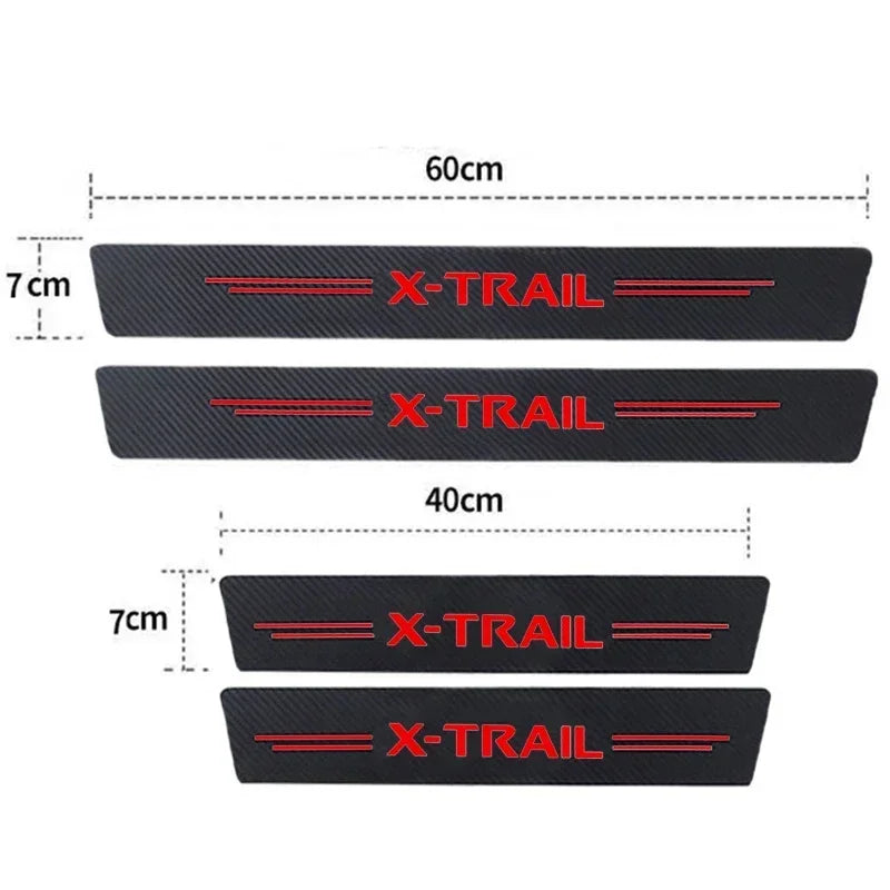 Carbon Fiber Car Door Sill Threshold Anti Protective Stickers Decals For Nissan X-Trail Rear Trunk Bumper Anti Scratch Strips