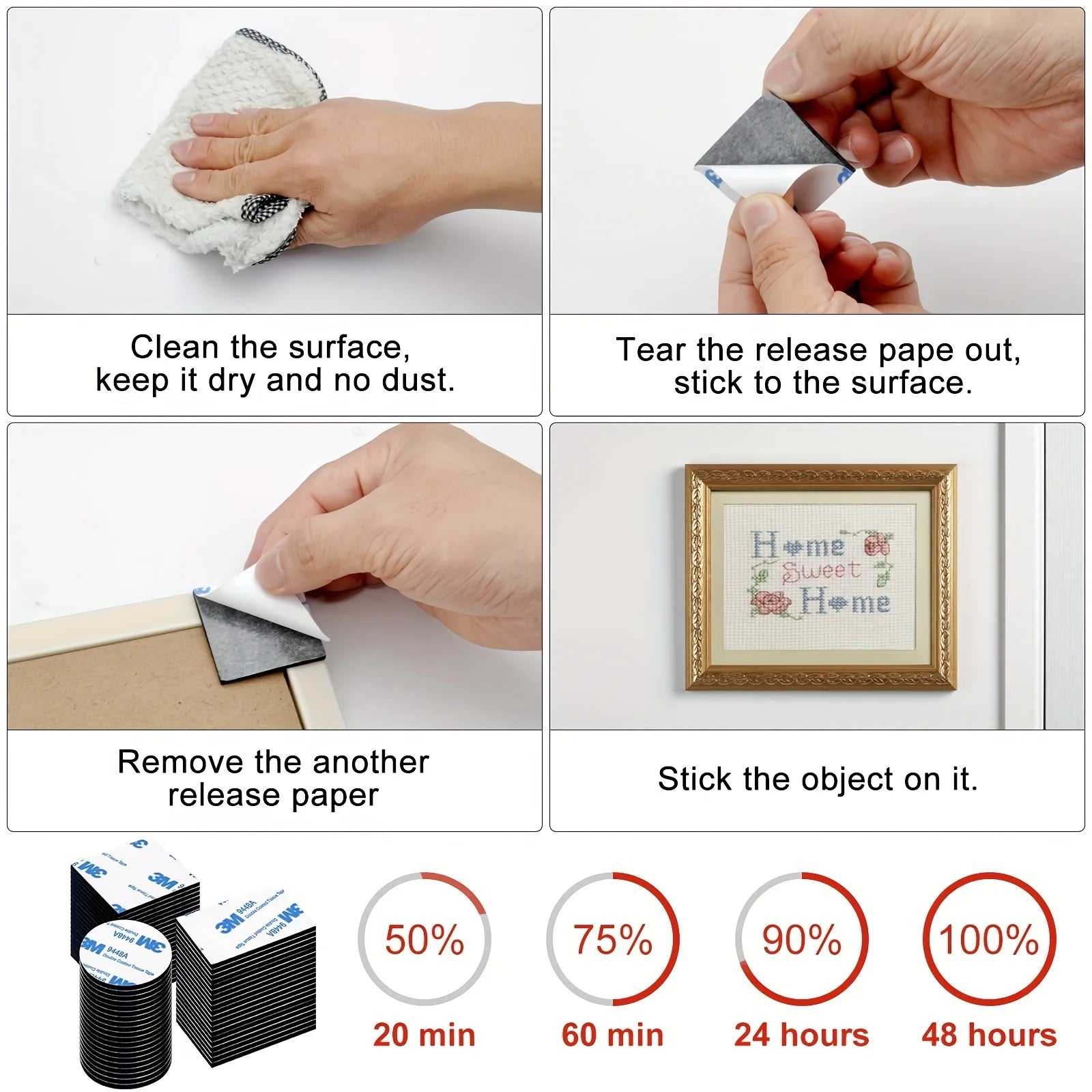 30pcs Double Sided Tape, Wall Tape Suitable For Home, Office, Car, Outdoor Use