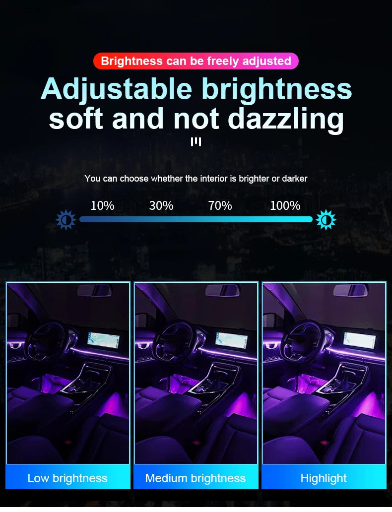 14/18 in 1 Led Acrylic Car Ambient Light RGB 64 213 Color Symphony Acrylic APP Streamer Atmosphere Lamp Kit One Zone Dual Zone
