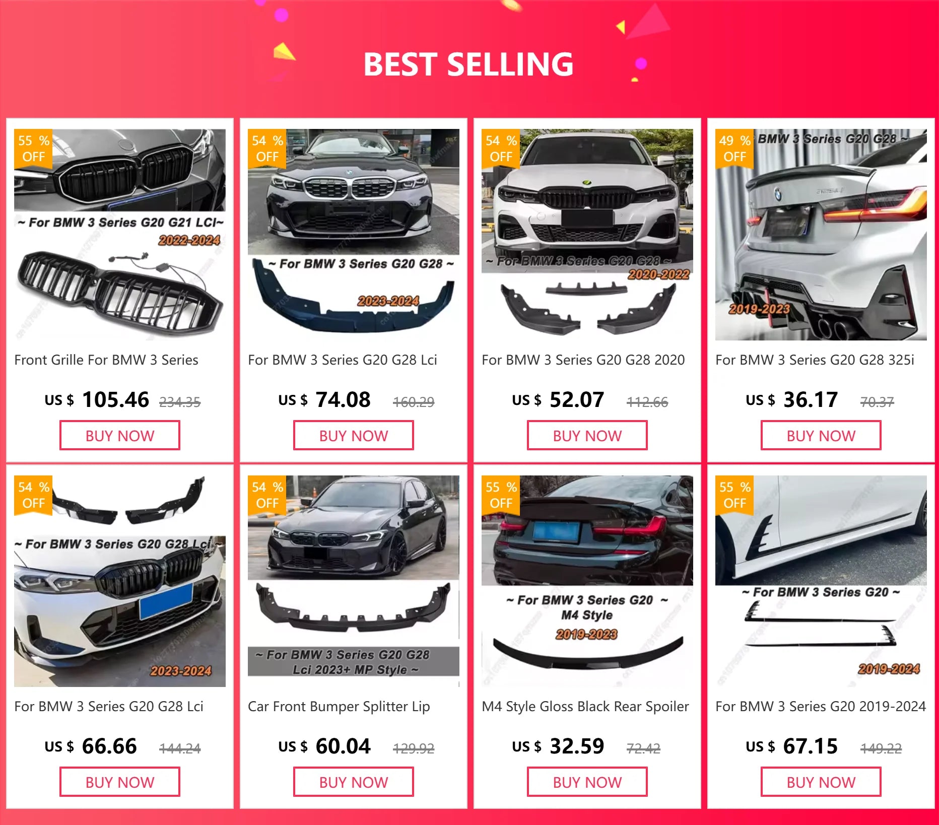 Car Front Bumper Splitter Lip Body Kit Spoiler Diffuser Black Accessories For BMW 3 Series G20 LCI M Sport 320i 325i 2023+