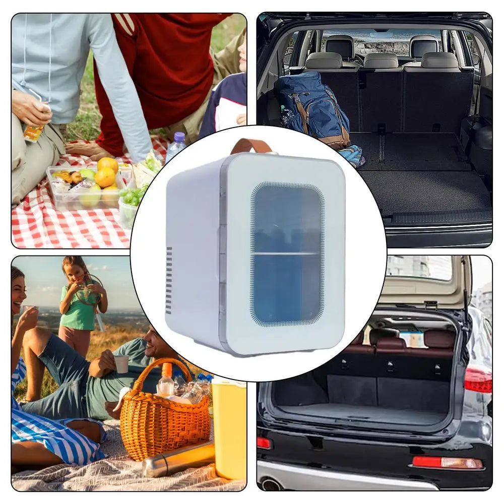 Small Car Refrigerator Intelligent Travel Fridge With 2 Modes 6L Transparent Energy-Saving Cooler Space-Saving Fridge For Home