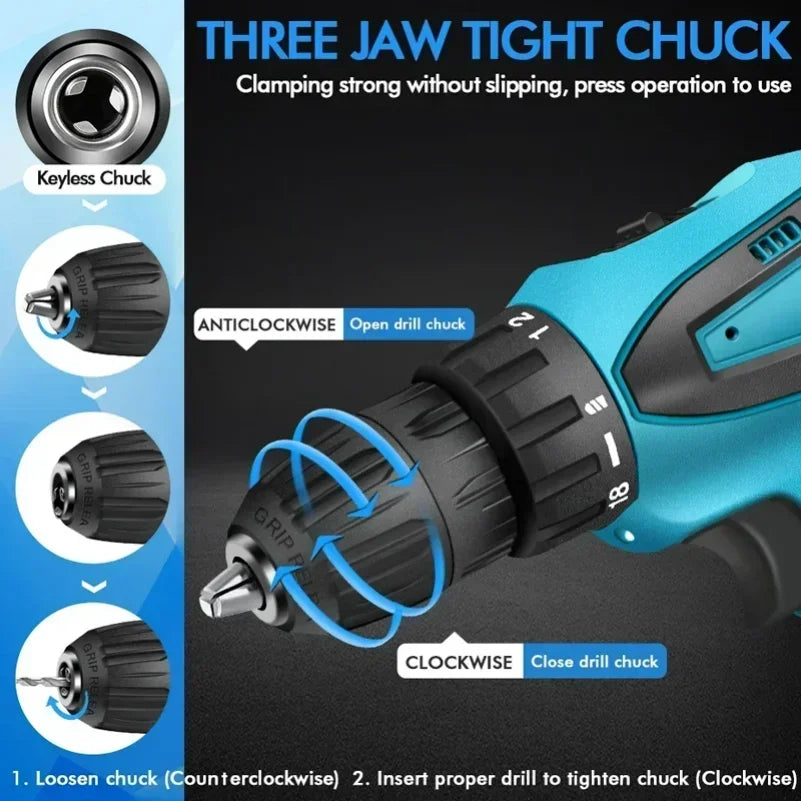 12V Electric Impact Drill with 32N Torque Wireless Cordless Power Tool Portable Multi-Function Screwdriver for Automotive