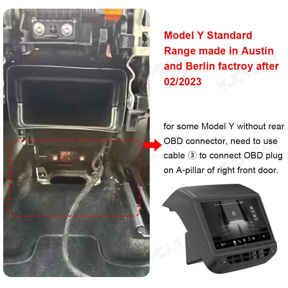 VJOYCAR Newest 8.8inch 4K HD Rear Display for Tesla Model Y 3 WIFI Entertainment Screen Qualcomm Chip 4-Direction Airlet Adjust