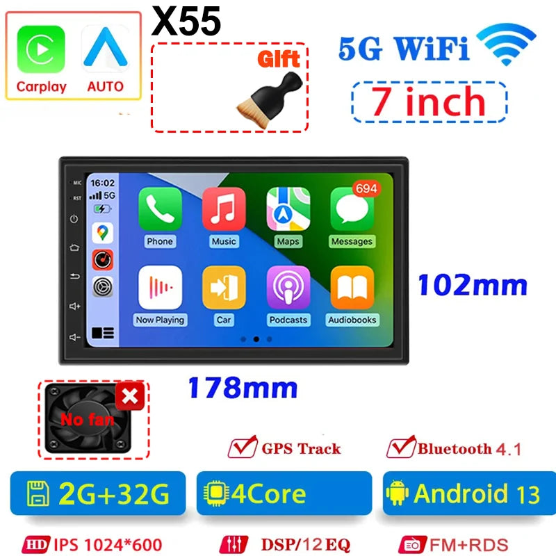 Universal 7/9/10 inch Android 13 Car Radio 64G Autoradio android 2 Din car radio GPS BT Central Multimedia Smart car systems