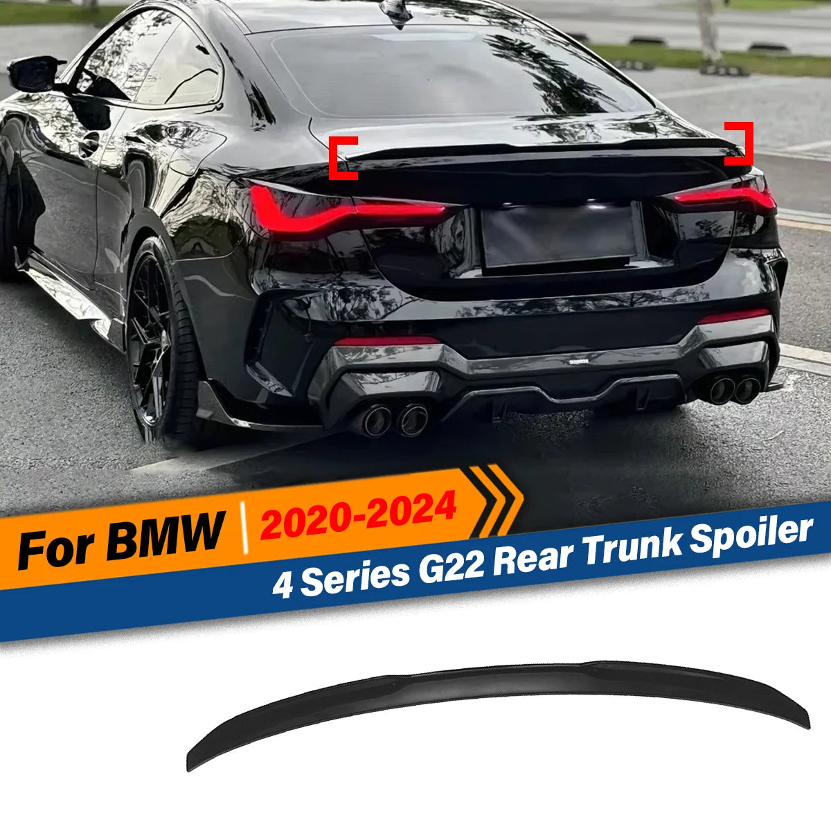 For BMW 4 Series G22 420i 430i 420d 430d M440i M440d 2020 2021 2022 2023 2024 M4 Style Rear Trunk Lid Spoiler Lip Rear Wind Wing