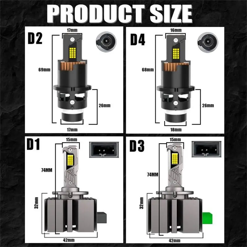 D2S D4S D2R D4R Led Car Headlight Canbus HID D1S D3S D1R D3R Led Xenon Bulb 1:1 Turbo Led Car Lamp Auto Light 6000K Plug & Play