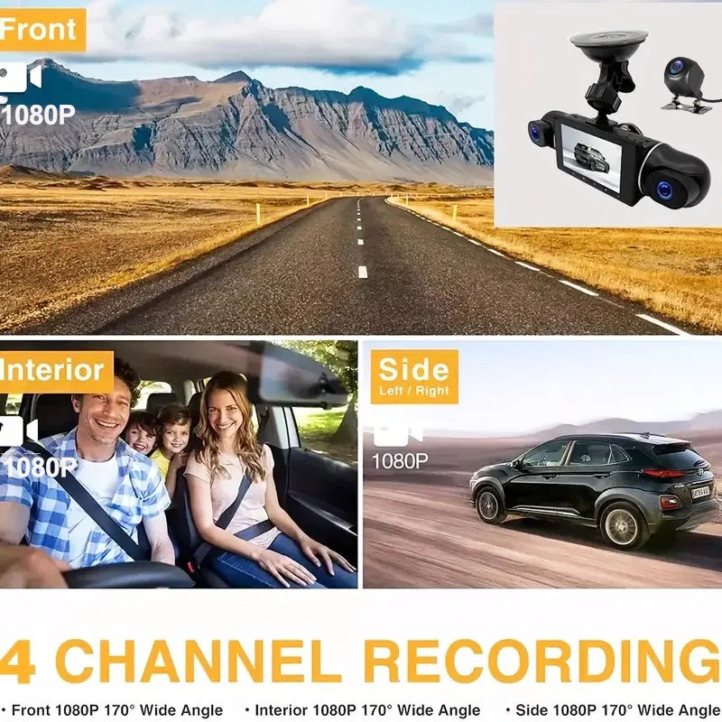 4Camera Car DVR 4*1080P 360 Degrees Video Recorder WIFI GPS Dash Cam Front right left Rear View camera 24h Parking Monitor Gift