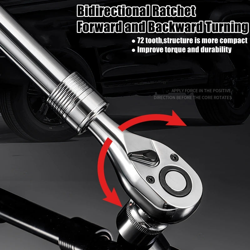 Telescopic Socket Ratchet Wrench for Automotive Repair Adjustable Head Ratchet Set 72 Tooth Quick Release Wrench Manual Tool