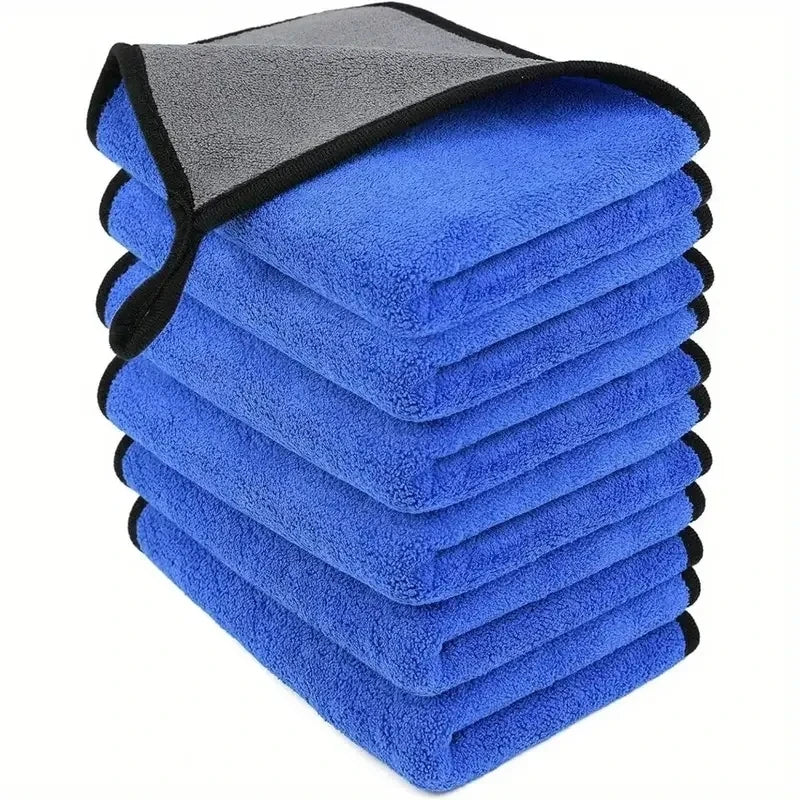 1/3/6pcs Microfiber Car Washing Towel Soft Quick Drying Windows Mirrors Wiping Rags Home Double Layer Cleaning Cloths