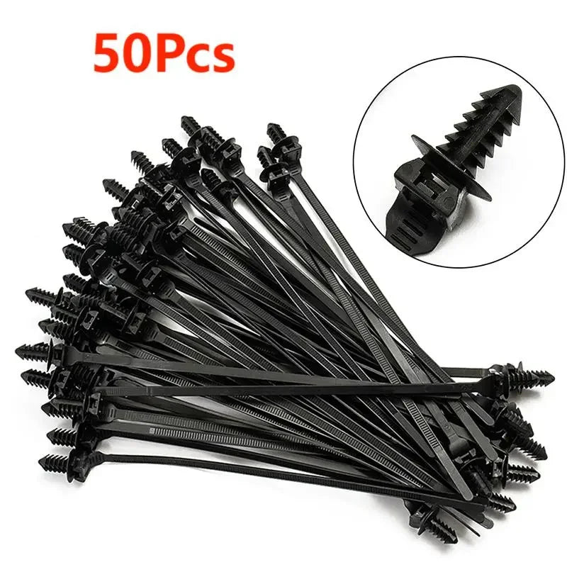 100/50Pcs Self-Locked Nylon Cable Tie Push Clips Wire Tie Released Zip Straps Car Pipe Cable Fastener Bundle Fixed Binding