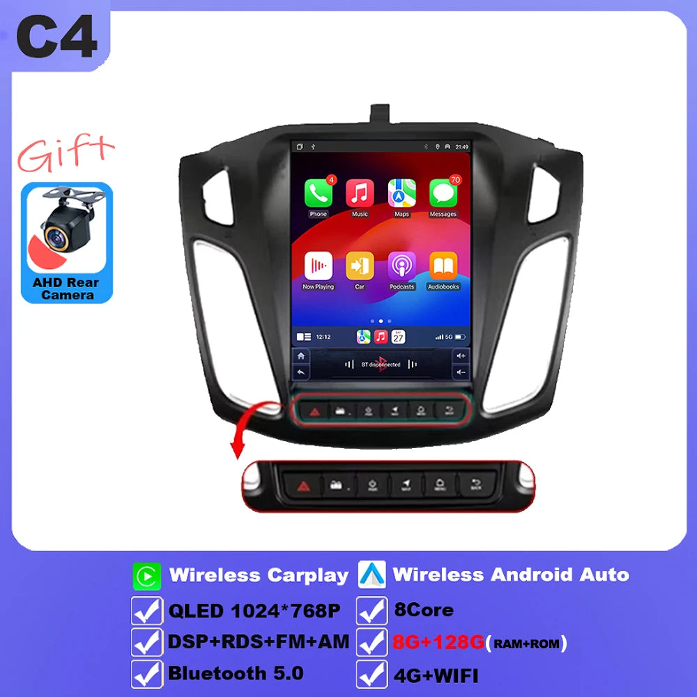 9.7 inch 8Core Android 15 Car Radio for Ford Focus 3 Mk 3 2011 2012 - 2019 Multimedia Video Player 2Din Carplay Auto Stereo DVD