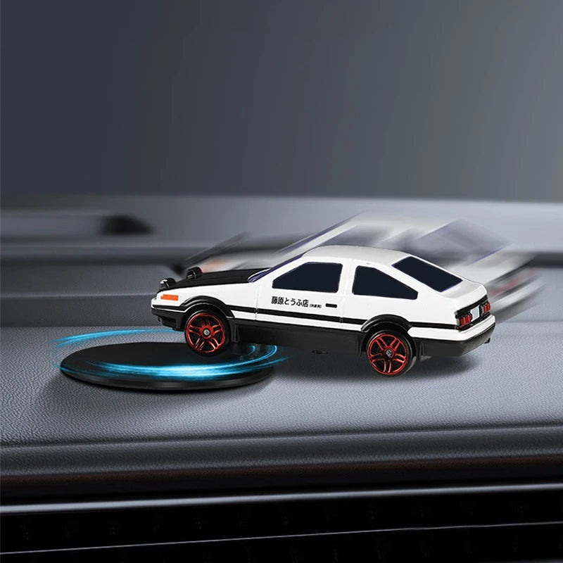360° Rotating AE86 Car Dashboard Decor Swivel Ornament Mini Alloy Drift Motion Model Center Console Vehicle Interior Accessories