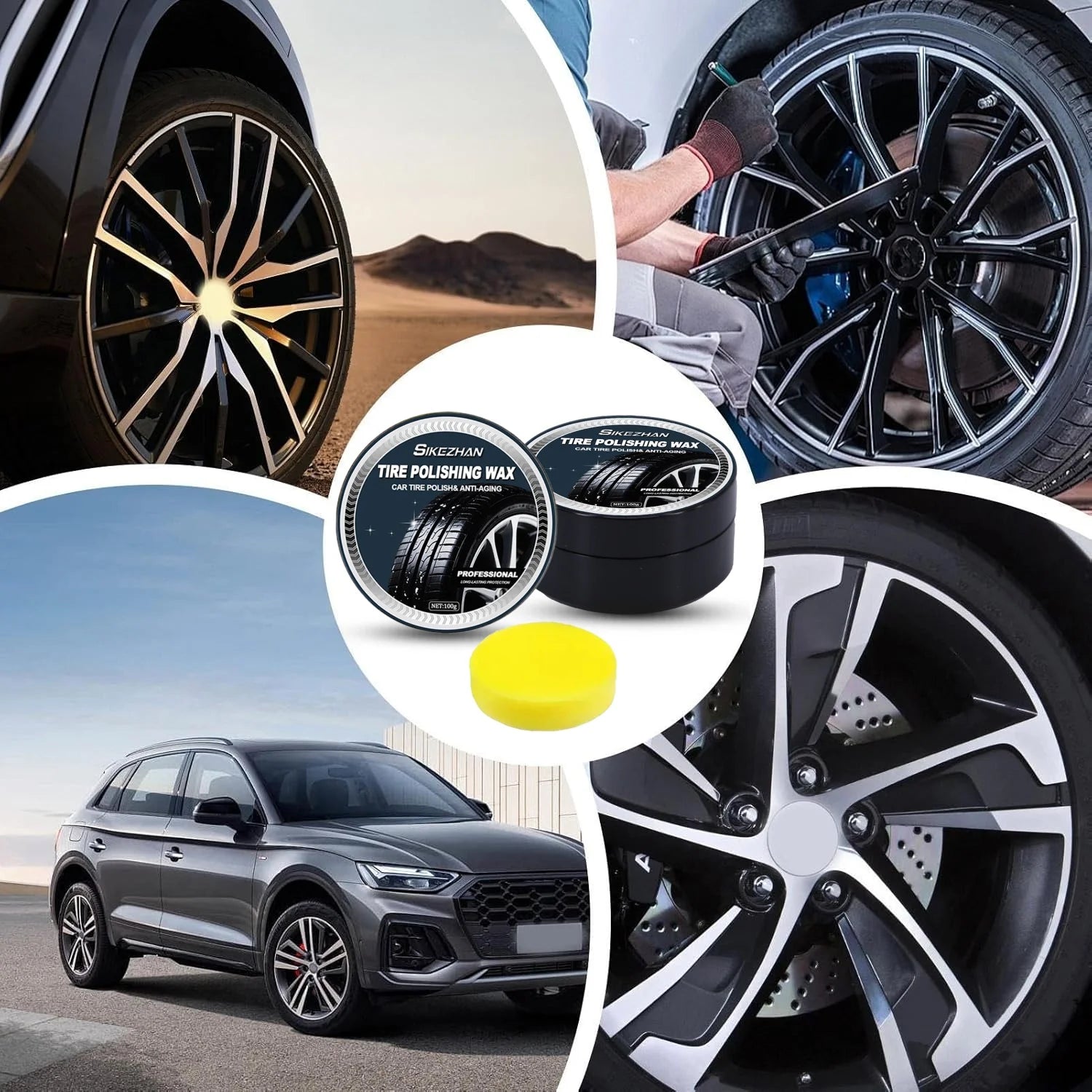 100g Tire Coating Wax Car Tire Retreading and Film Plating Cream Tire Shine Coating Wax Auto Rubber Parts Shiny Paste Anti-Aging