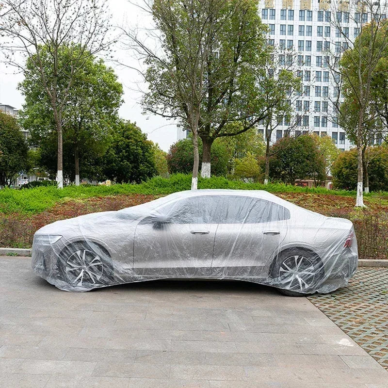 Universal Car Shield Cover PE Transparent Covers With Elastic Band Rain Dust Resistant Scratch-Proof Full Car Protective Shield