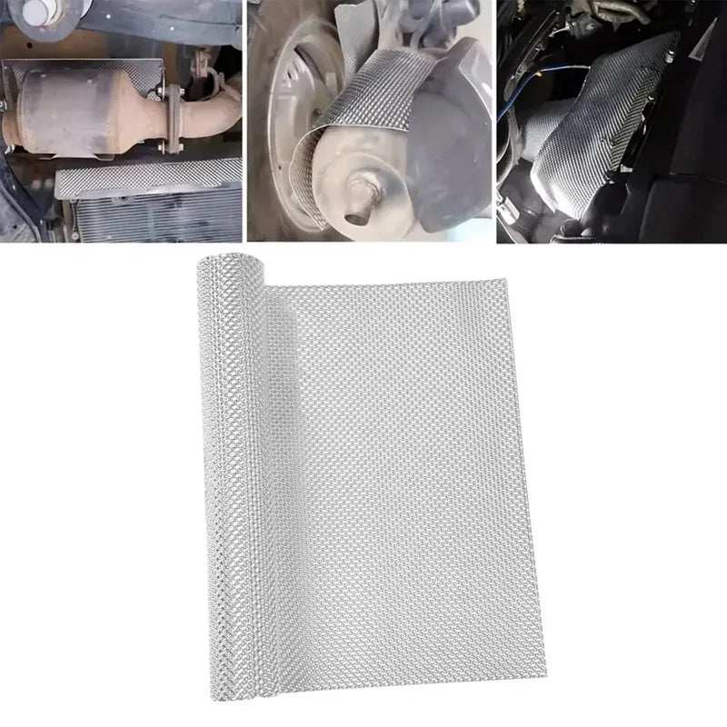 Silver Embossed Aluminum Heat Shield Exhausts Electrical Turbo Heat Insulation Auto Temperature Isolated Sticker Exhaust Systems