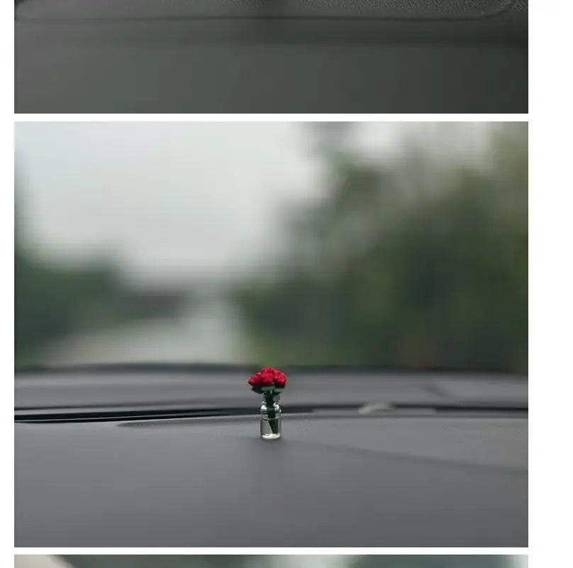 Cute Car Interior Decoration Mini Rose Sunflower Vase Auto Center Console Decoration Ornaments For Car Gifts Accessories
