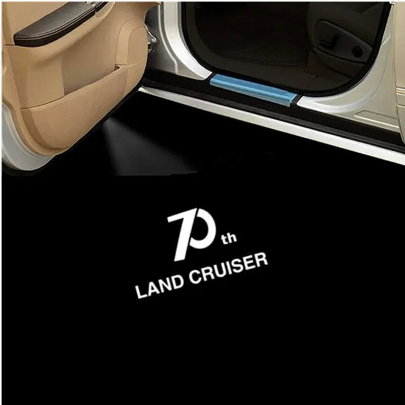 2PCS Car Door Led HD Projector Light Welcome Light Shadow Warning Lamps For Land Cruiser LC300 2007-2019 Car Accessories