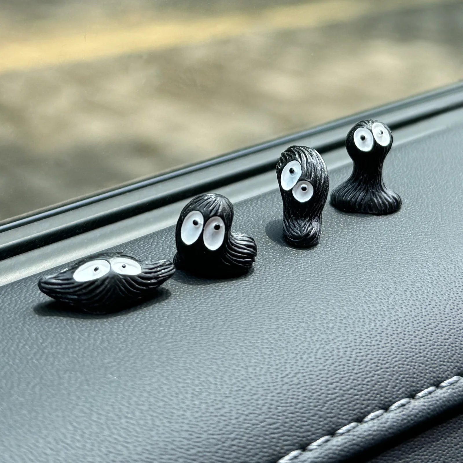 14pcs Cute Little Coal Ball Black Elf Car Interior Decoration Funny Auto Center Console Rearview Mirror Ornaments For Car Access