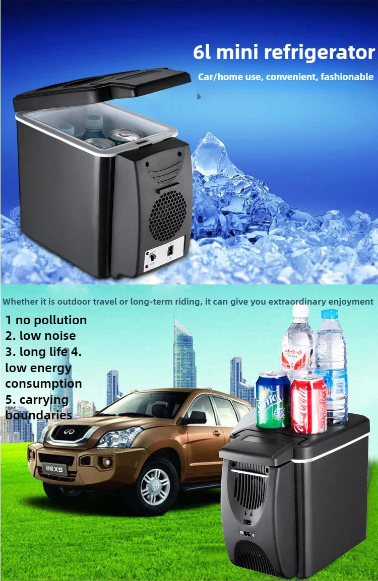 6L Portable Compact Mini Fridge 12V Car Refrigerator Freezer for Camping Traveling Electric Cool Box Summer Outdoor Fridge