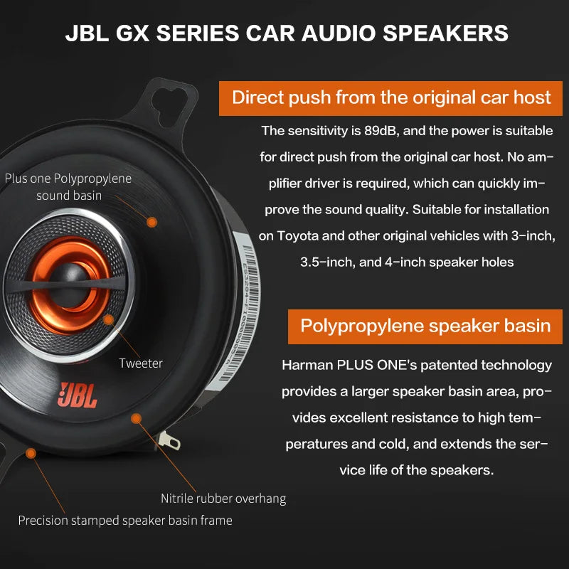 JBL car audio speaker 3.5-inch coaxial tweeter midrange bass full-range car speaker 3.5-inch pair GX328