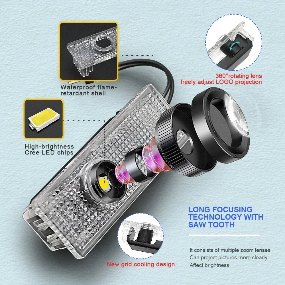 2PCS Led Car Door Light Luces Projector Emblem Lamp For Jaguar XE F-TYPE X358 X351 XK X150 XKR X152 XJ X350