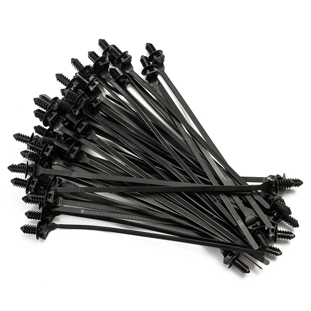 100/50Pcs Self-Locked Nylon Cable Tie Push Clips Wire Tie Released Zip Straps Car Pipe Cable Fastener Bundle Fixed Binding