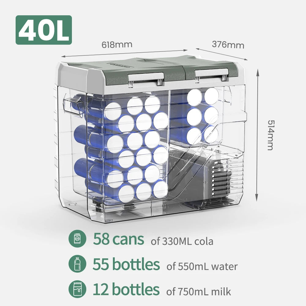 Alpicool NLS 20L 30L 40L Car Refrigerator Dual Zone 12V Portable Compressor Fridge Freezer 12/24V DC 100-240V AC for Camping
