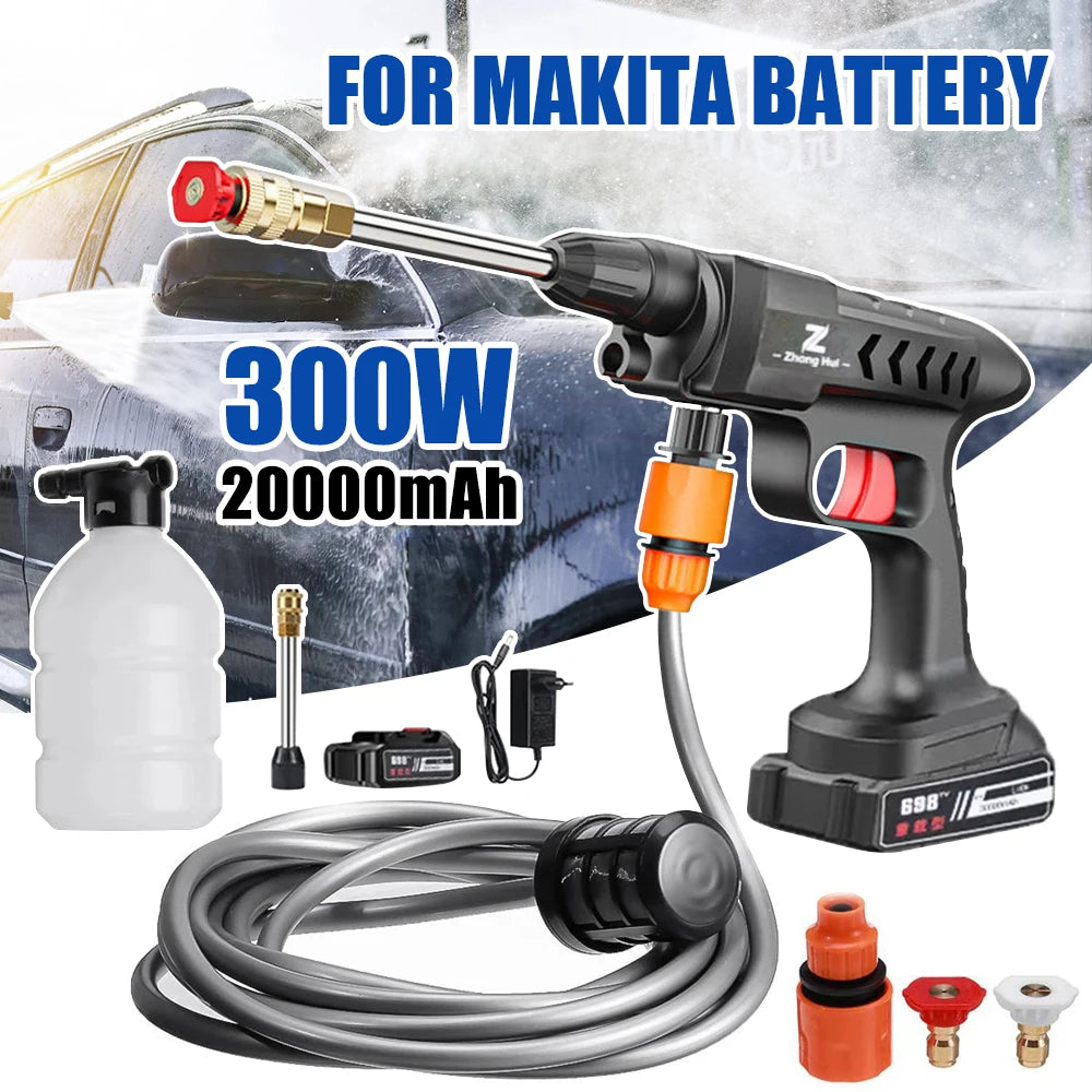 20000mAh Portable Cordless Pressure Washer 300W 60Bar Foam Generator Spray Cleaner Suitable for Car Washing Garden Watering