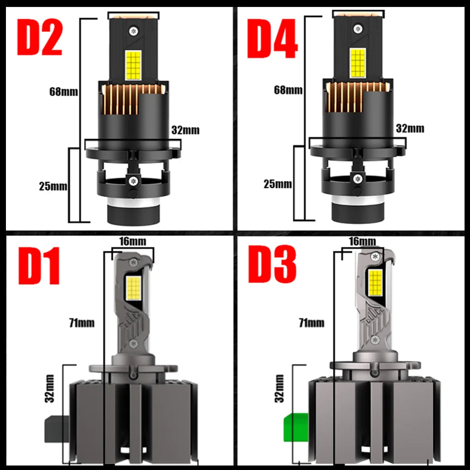 D2S D4S D2R D4R Led Car Headlight Canbus HID D1S D3S D1R D3R Led Xenon Bulb 1:1 Turbo Led Car Lamp Auto Light 6000K Plug & Play