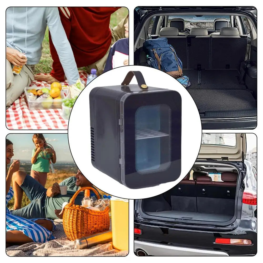 Small Car Refrigerator Intelligent Travel Fridge With 2 Modes 6L Transparent Energy-Saving Cooler Space-Saving Fridge For Home