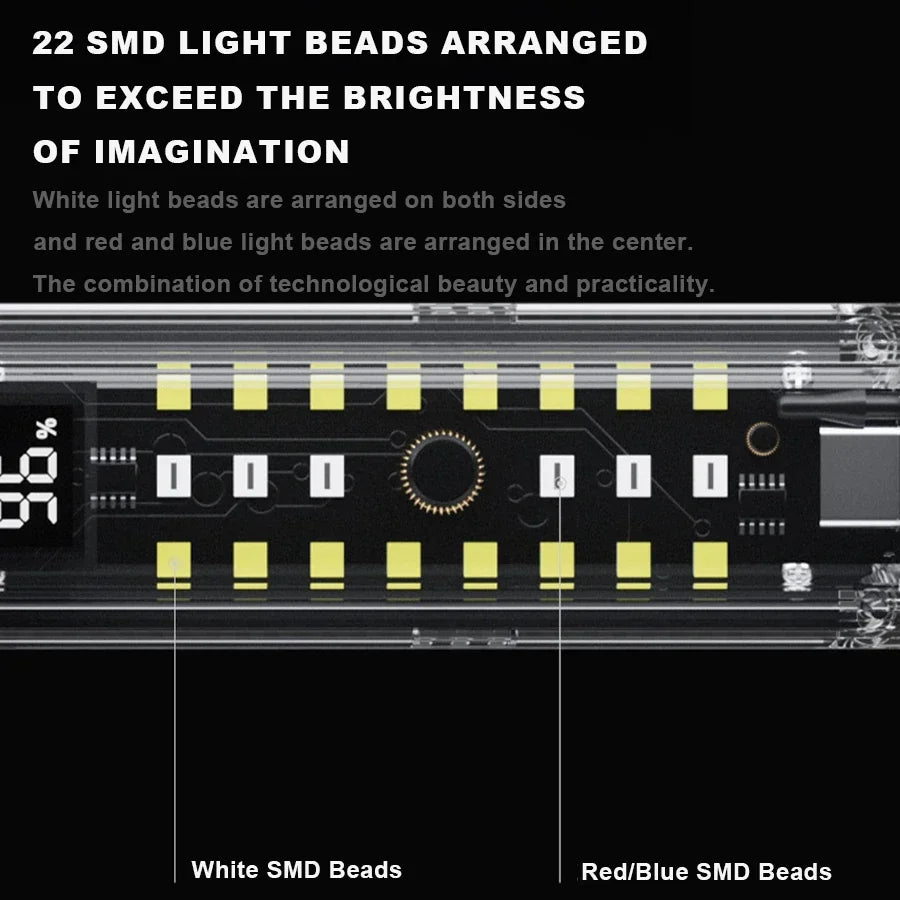 6in1 Car Emergency Light with Window Breaker Seatbelt Cutter Power Bank Zoomable Flashlight Magnetic Base Car Emergency Kit