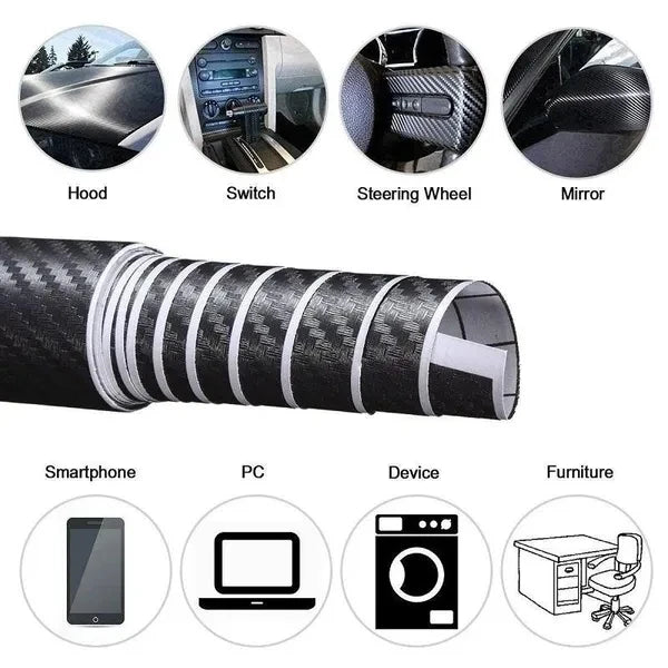 30x127cm Car 3D Carbon Fiber Roll Film Stickers DIY Vinyl Film Auto Interior Styling Carbon Fiber Decorative Decals