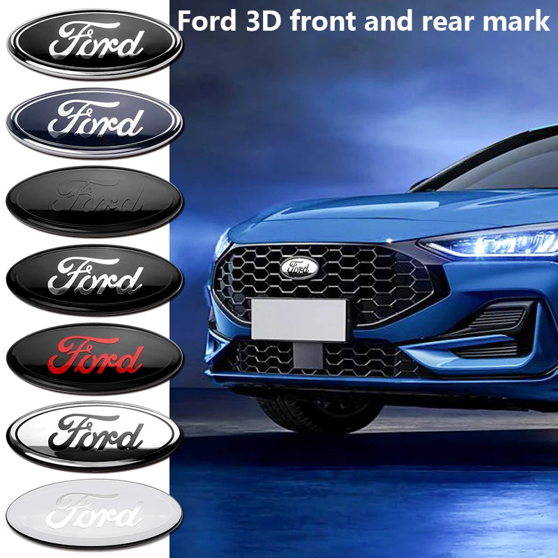 Car Front Grille Emblem Rear trunk Logo Badge Sticker Accessories for Ford Focus mk2 mk3 Fiesta mk7 Ranger Mondeo mk4 S-MAX Kuga