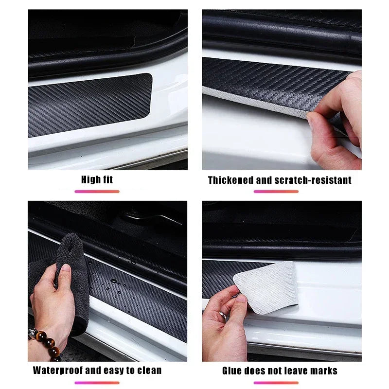 Carbon Fiber Car Door Sill Threshold Anti Protective Stickers Decals For Nissan X-Trail Rear Trunk Bumper Anti Scratch Strips