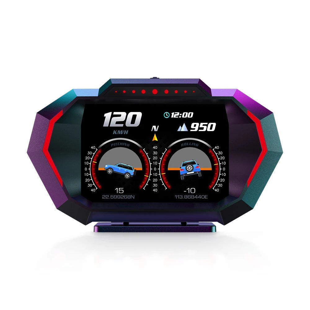 HUD P24 OBD2+GPS Head Up Display on Board Computer Multi-function Digital Speedometer Slope Meter Inclinometro 4x4 Off Road