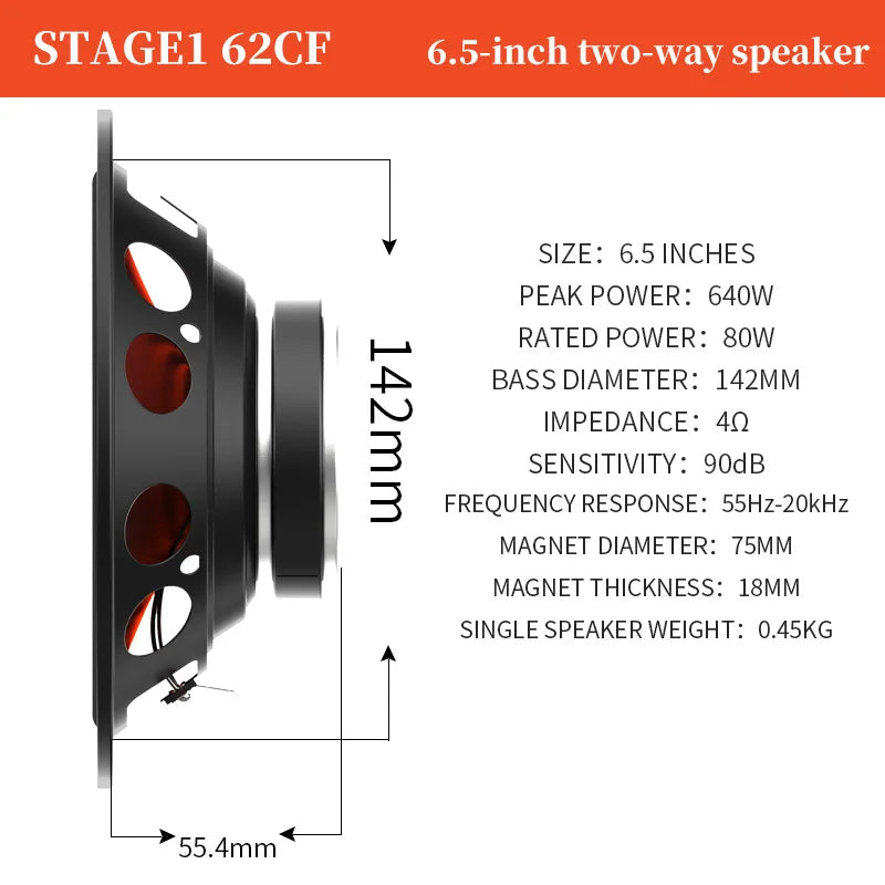 JBL car audio speaker 6.5-inch two-way speaker 640W power output car subwoofer treble midrange stereo speaker car speaker
