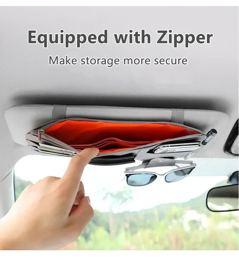 Car Sun Visor Bill Pen Business Card Holder Organizer Storage Box Sunglasses Clip Stowing Tidying Car Accessories