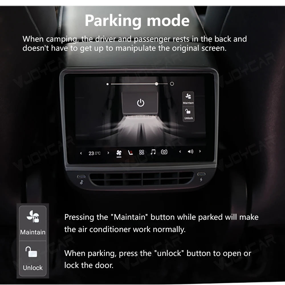 VJOYCAR Newest 8.8inch 4K HD Rear Display for Tesla Model Y 3 WIFI Entertainment Screen Qualcomm Chip 4-Direction Airlet Adjust