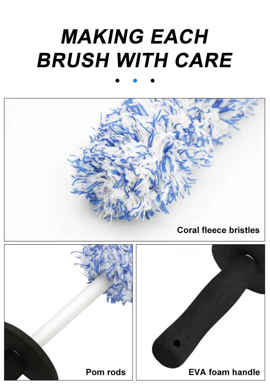 SEAMETAL Car Wash Microfiber Wheels Brush Non-Slip Ultra Soft Car Cleaning Gloves Mitt Car Wheel Spokes Brushes Car Accessories