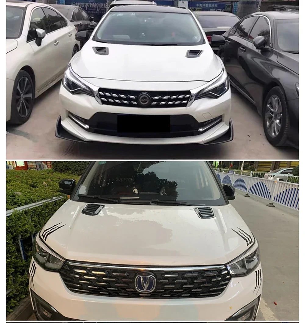 2PCS Car Hood Tuning Decoration Stickers Universal Air Intake Auto Hood Scoop Bonnet Vent Cover Carbon Fiber Decoration Styling