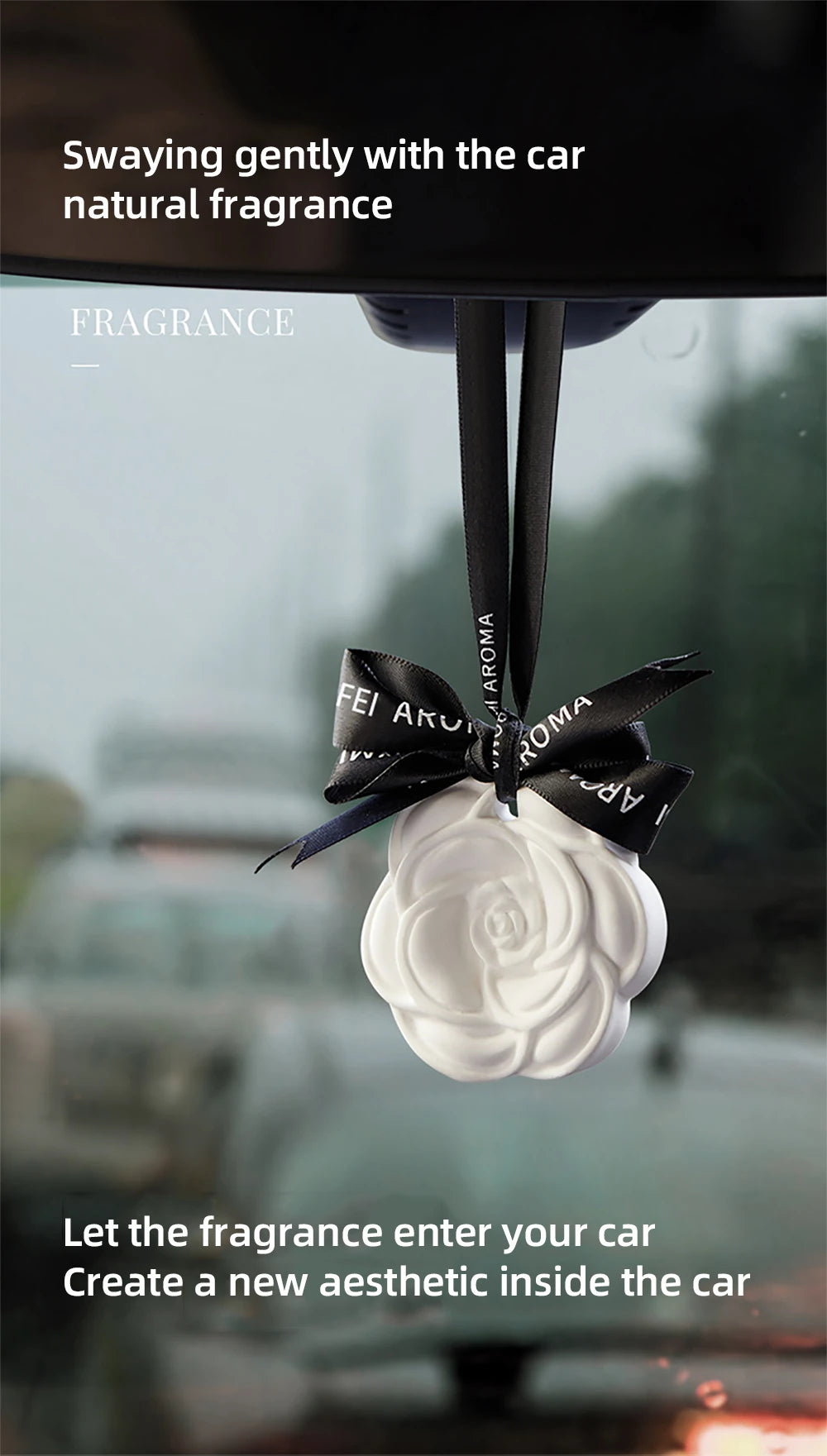 Car Hanging Air Freshener Beautiful White Flower Perfume for Car Styling Aroma Fresh Air Purifier Interior Decorations Ornament