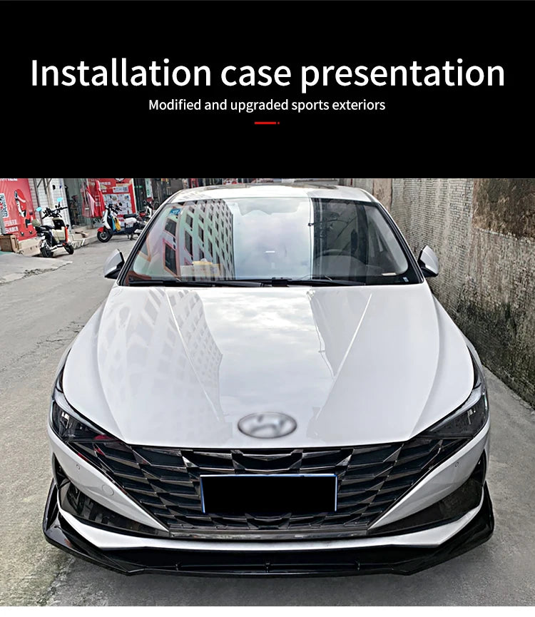 For Hyundai Elantra 2021 2022 2023 Car Front Bumper Splitter Lip Body Kit Spoiler Diffuser Deflector Decorative Strip Shovel ABS