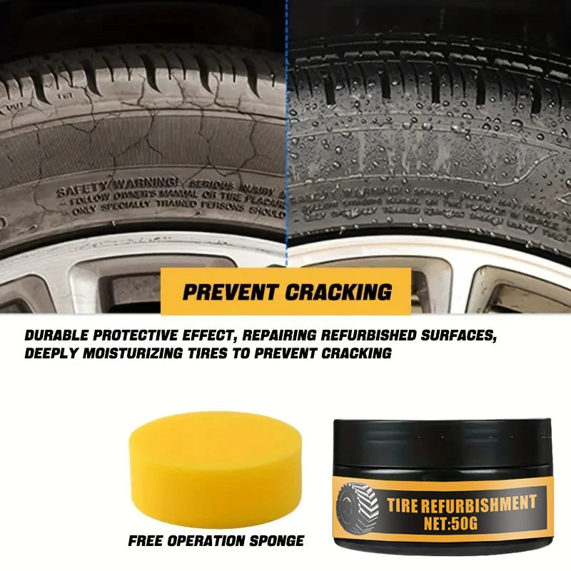 Tire gloss wax - prevent cracking, waterproof and dustproof formula, car/SUV/truck, tires restore tire gloss