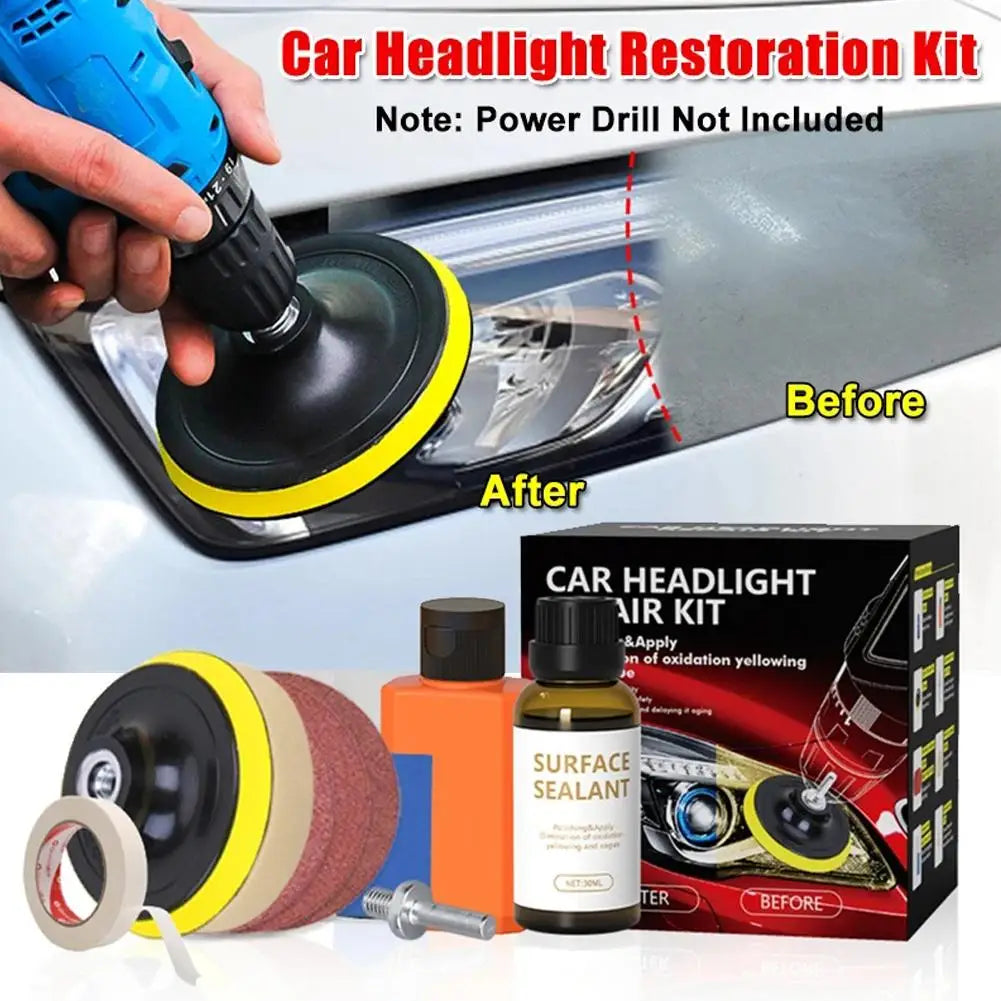 Car Headlight Repair Kit Car Lamp Shade Scratches Repair Polisher Restorer Polishing Paste Set  Refurbishment Cleaning Tool