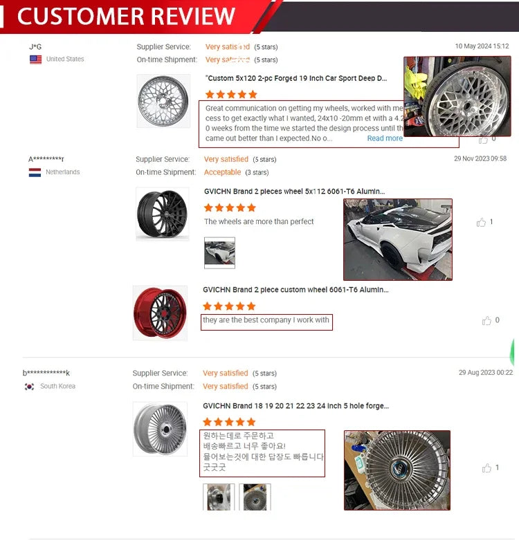 GVICHN OEM Custom Forged Wheel Hub 5x112 19 Inch 22 inch Aluminum Alloy Multi Spoke 3 Piece Car Wheel Rims