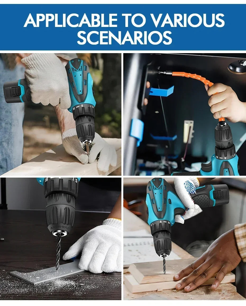 12V Electric Impact Drill with 32N Torque Wireless Cordless Power Tool Portable Multi-Function Screwdriver for Automotive