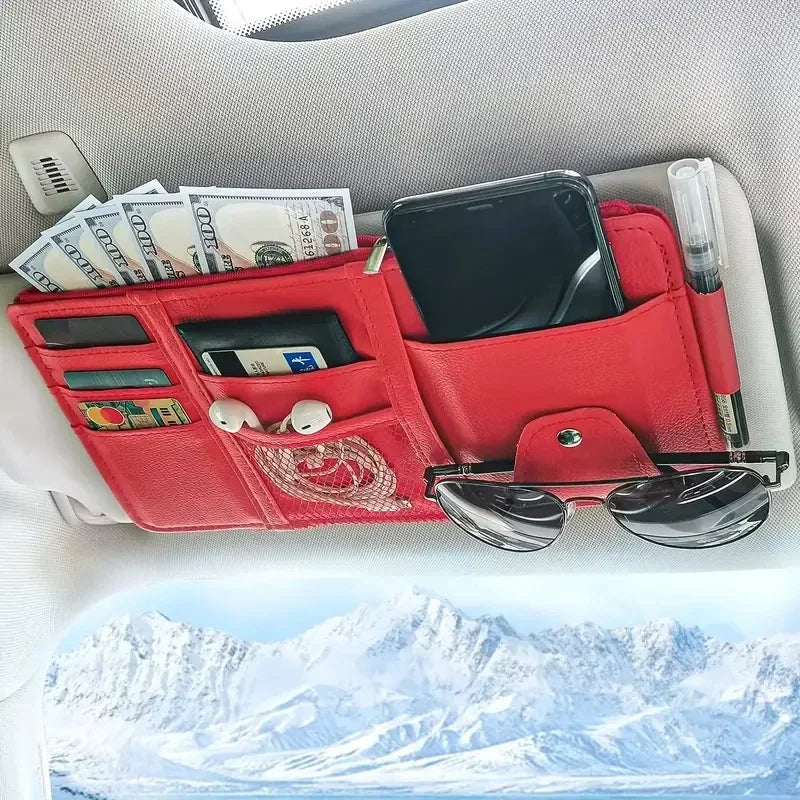 Car Sun Visor Bill Pen Business Card Holder Organizer Storage Box Sunglasses Clip Stowing Tidying Car Accessories