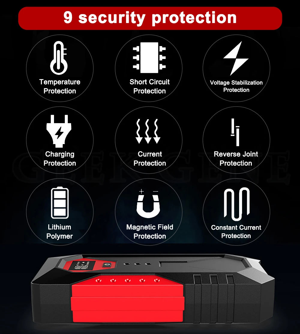 GKFLY 18000mAh Portable Car Jump Starter Power Bank Car Booster Charger 12V 2000A Starting Device Petrol Diesel Car Booster