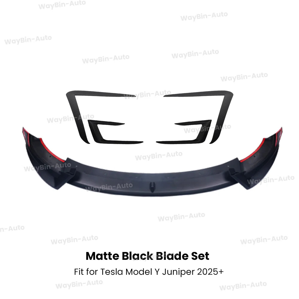 For 2025+ Tesla Model Y Juniper Front Bumper Lip Front Guard Trim Spoiler ABS Black Carbon Body kit Front Lip Accessori auto